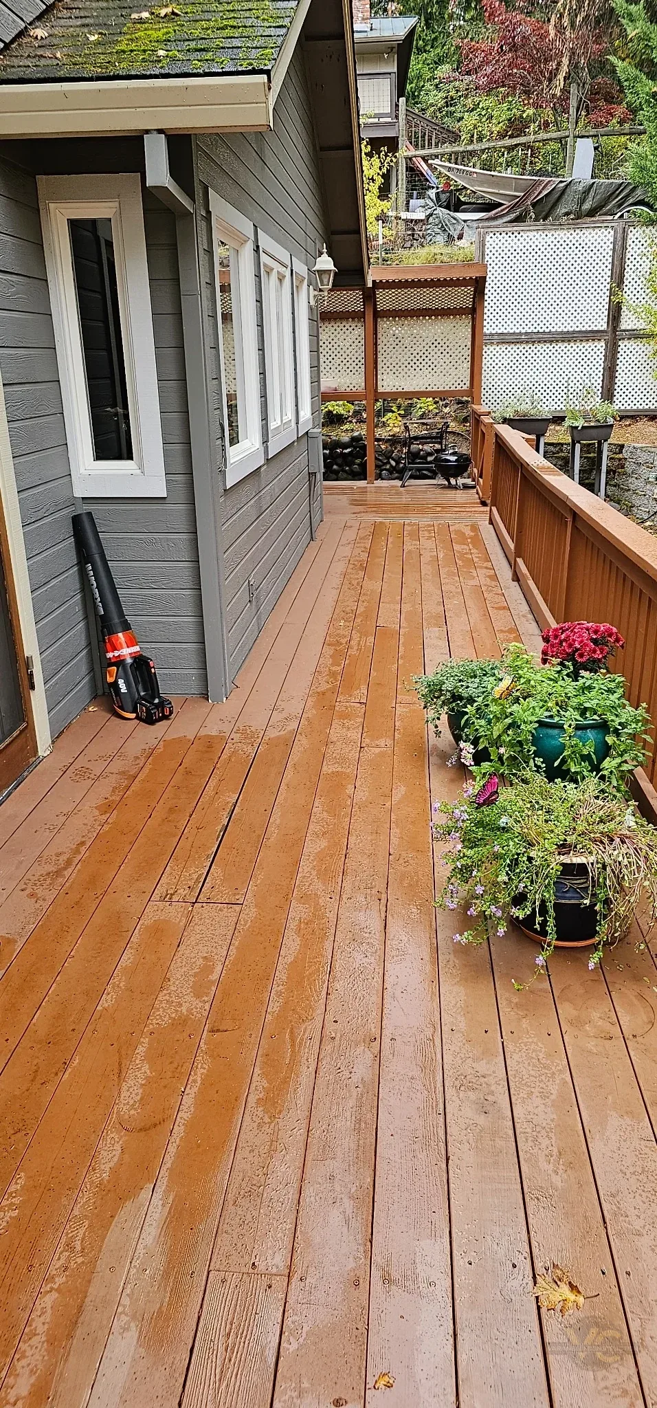 Existing weathered cedar deck in Ashland before repair and restoration