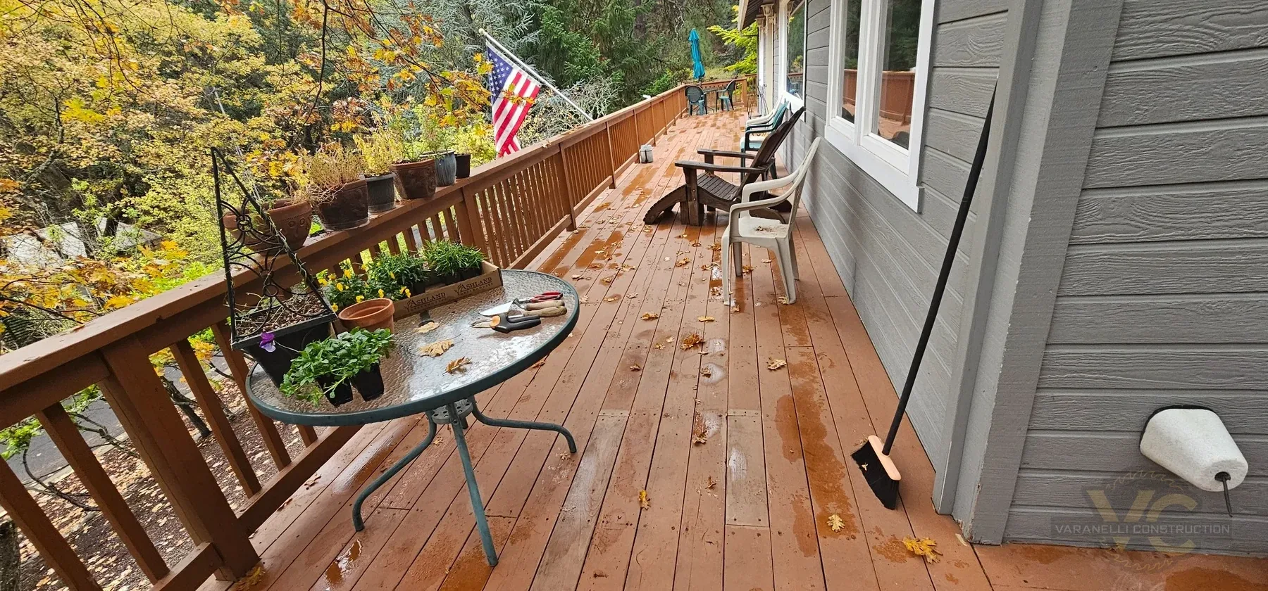 Long weathered cedar deck in Ashland before selective deck repair