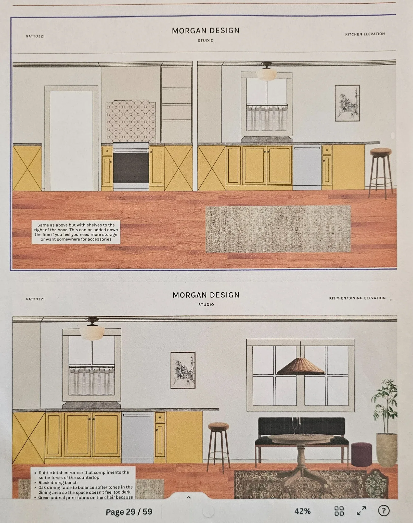 Professional interior designer kitchen elevation plan used to guide the Ashland kitchen remodel