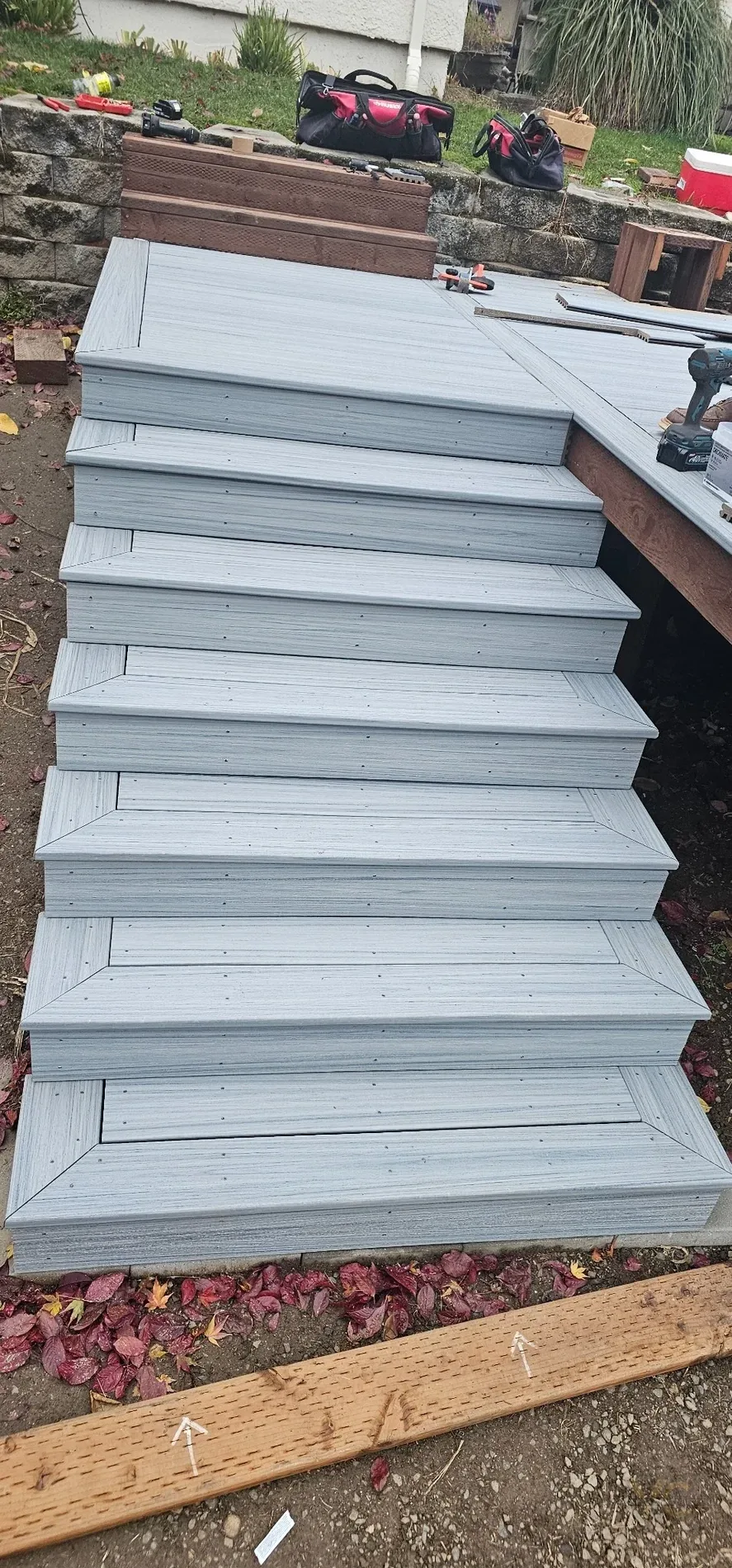 Custom Trex stairs with mitered picture-frame edge details on a Gold Hill deck