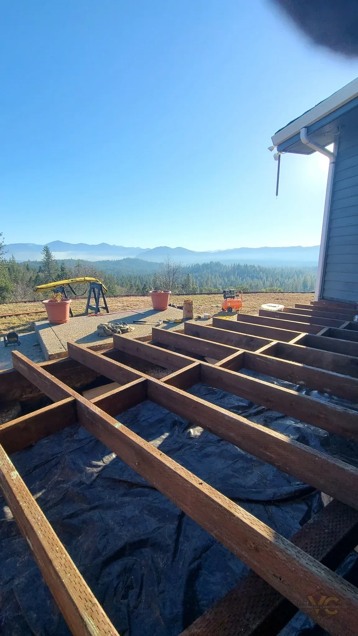New deck framing installed during a Trex deck replacement in Grants Pass, Oregon