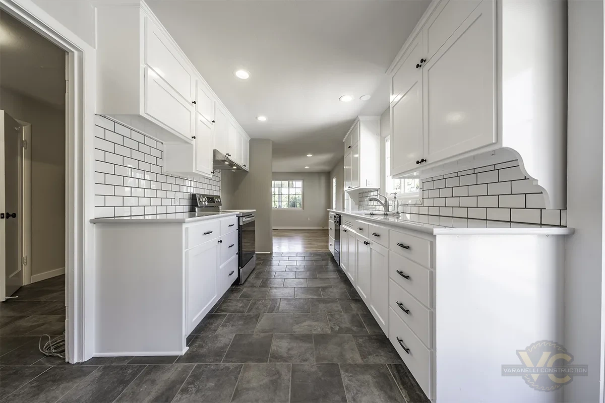 Finished white kitchen remodel by Varanelli Construction
