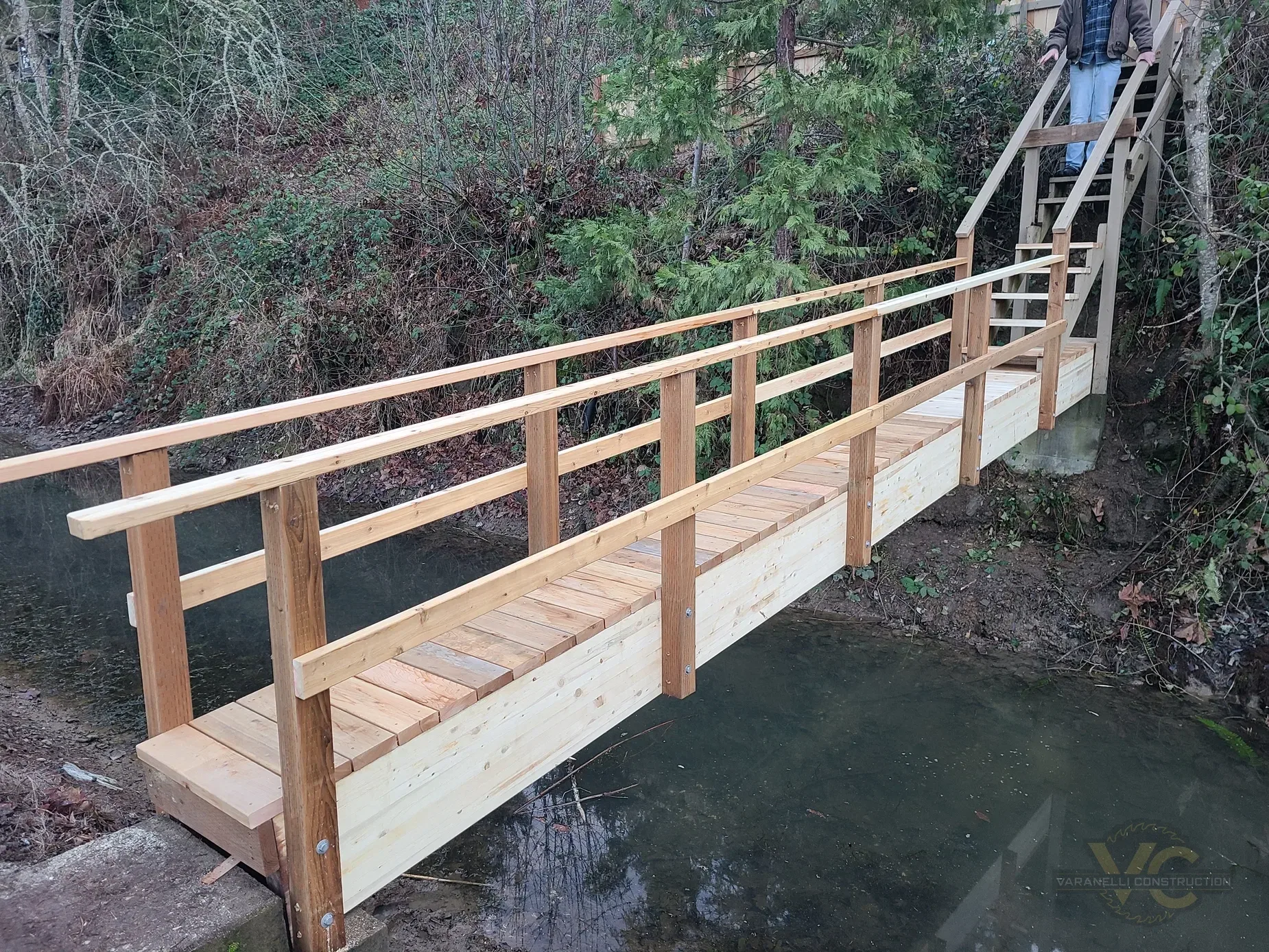 Custom wood bridge by Varanelli Construction